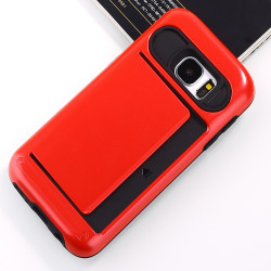 Samsung Galaxy S7 Card Slots Hybrid Case (Red)